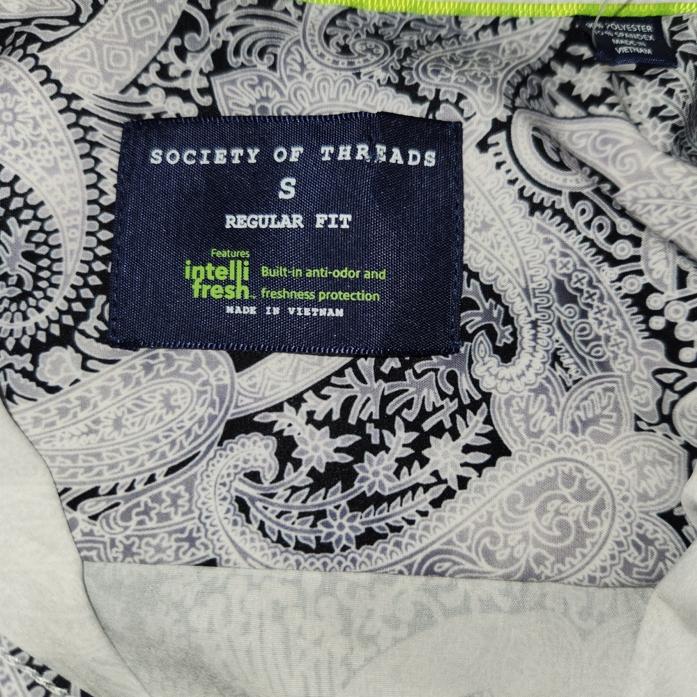 society of threads Paisley Gray Mens Small Regular Fit Stretch Wrinkle Free Nwt - Picture 2 of 9
